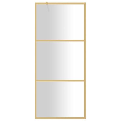 vidaXL Duschvägg med klart ESG-glas guld 80x195 cm