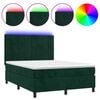 vidaXL Rams&auml;ng med madrass & LED m&ouml;rkgr&ouml;n 140x200 cm sammet
