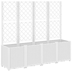 vidaXL Odlingsl&aring;da med spalj&eacute; vit 160x40x140 cm PP