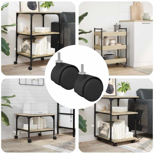 vidaXL Hjul 2 pcs Svart och Silver 40,1 x 40,1 x 37,8 mm J&auml;rn och PP