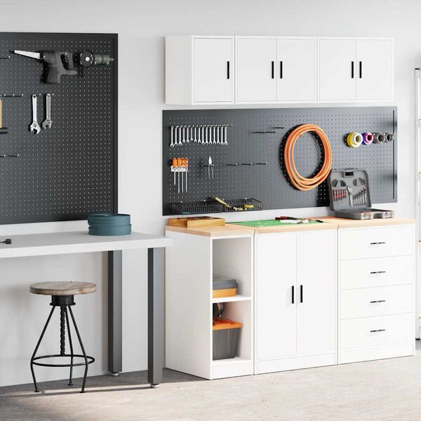 vidaXL Garagesk&aring;p 2 st, vit, konstruerat tr&auml;