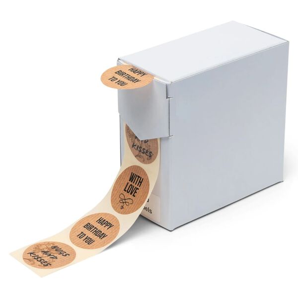 rillprint Presentetiketter 250 st x 4 rullar brun