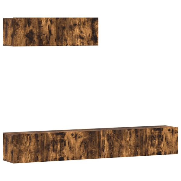 vidaXL TV-sk&aring;p 3 delar r&ouml;kf&auml;rgad ek konstruerat tr&auml;