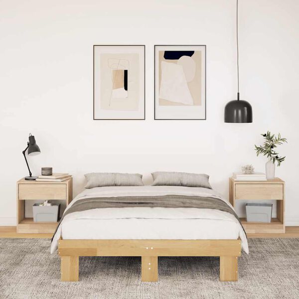 vidaXL S&auml;ngram utan madrass 120x200 cm massiv tr&auml; ek