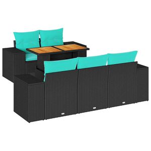vidaXL Loungegrupp med dynor 6 delar svart konstrotting