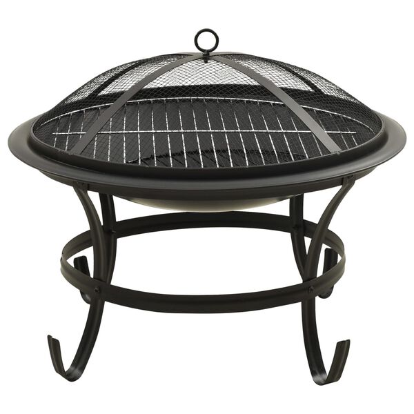 vidaXL 2-i-1 Eldstad med grill och eldgaffel 56x56x49 cm stål