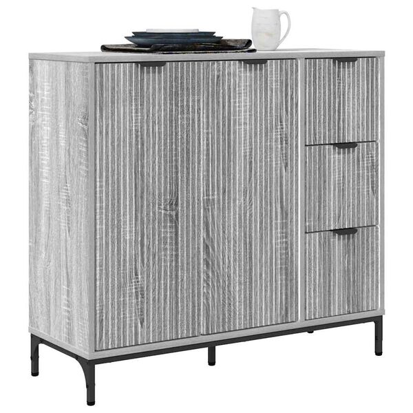 vidaXL Sideboard med l&aring;da Gr&aring; Sonoma 89,5 x 33 x 82 cm Konstruerat tr&auml;