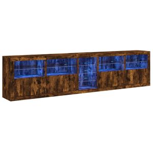 vidaXL Sk&auml;nk med LED-belysning r&ouml;kf&auml;rgad ek 283x37x67 cm