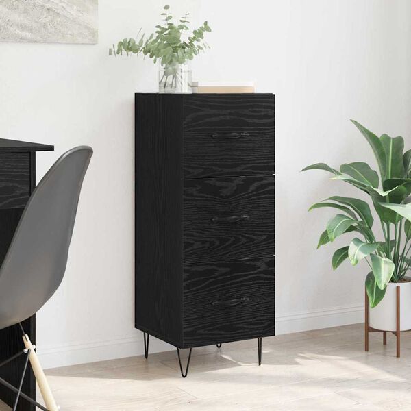 vidaXL Sideboard med l&aring;da Svart ek 34 x 34.5 x 90 cm Konstruerat tr&auml;