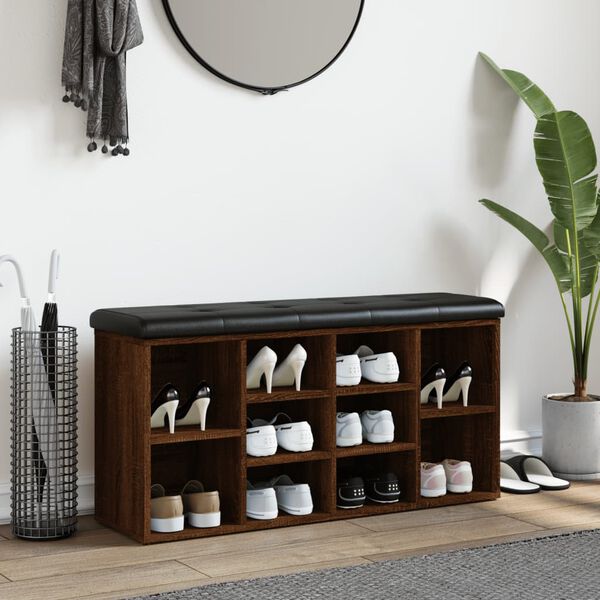 vidaXL Skobänk brun ek 102x32x50 cm konstruerat trä