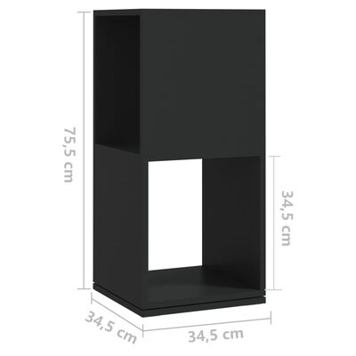 vidaXL Roterande hylla svart 34,5x34,5x75,5 cm spånskiva