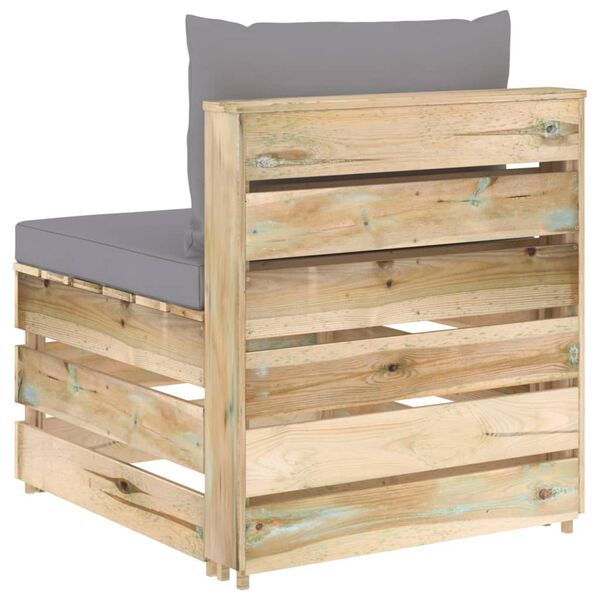 vidaXL Mittensektion med dynor till pallsoffa tryckimpregnerat trä