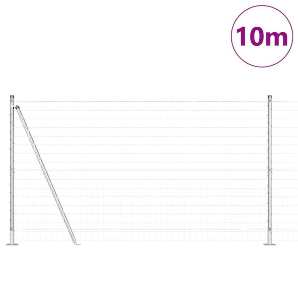 vidaXL St&auml;ngsel med stolpe Silver 1,2 x 10 m St&aring;l