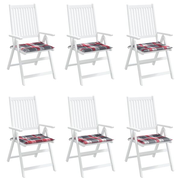 vidaXL Stolsdynor 6 st r&ouml;drutig 50x50x4 cm oxfordtyg