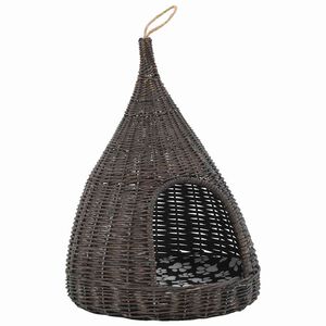vidaXL Kattkoja med dyna gr&aring; 40x60 cm naturlig pil tipi