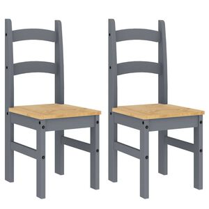 vidaXL Matstolar 2 st gr&aring; 40x46x99 cm massiv furu
