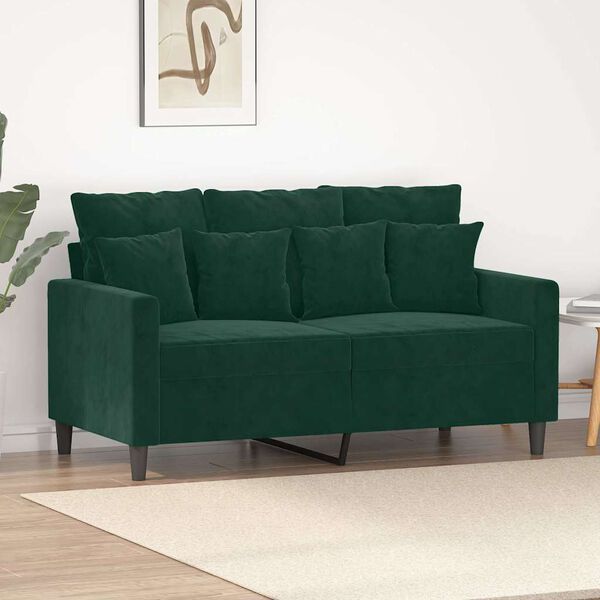vidaXL Soffa 2-sits m&ouml;rkgr&ouml;n 120 cm sammet