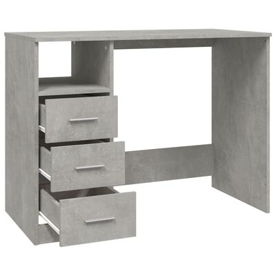 vidaXL Skrivbord med lådor betonggrå 102x50x76 cm konstruerat trä