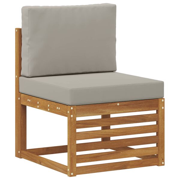 vidaXL Soffgrupper 4 pcs Naturlig och Ljus Gr&aring; Massivt Akaciatr&auml;