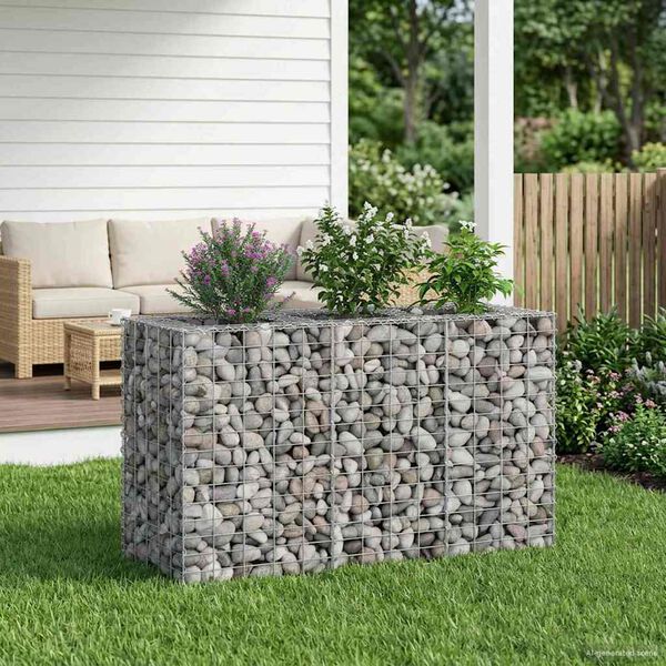 vidaXL Gabion upph&ouml;jd s&auml;ng Silver 130 x 50 x 80 cm Galvaniserat St&aring;l