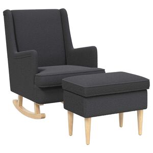 vidaXL F&aring;t&ouml;lj med fotpall 2 st M&ouml;rkgr&aring; Boucl&eacute;
