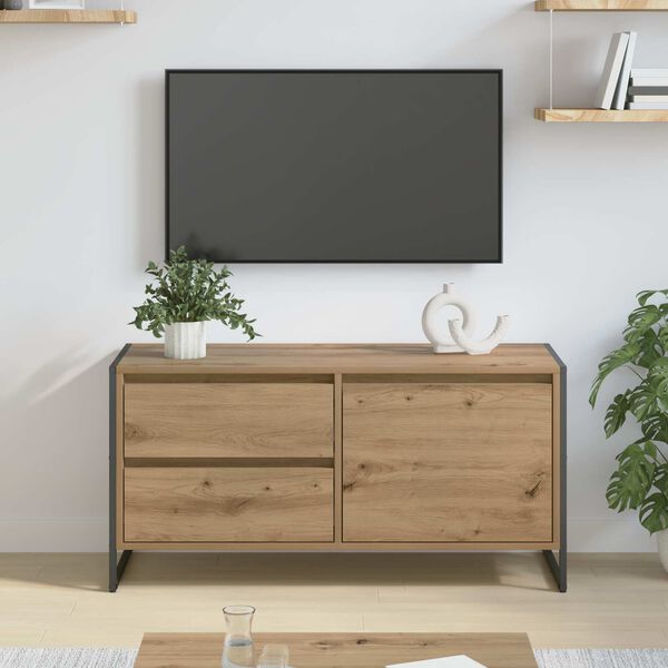 vidaXL TV-sk&aring;p med l&aring;da Artisan Ek 100 x 36 x 49.5 cm Konstruerat tr&auml;