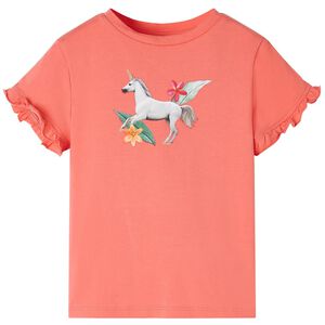 vidaXL T-shirt med korta &auml;rmar f&ouml;r barn korall 104