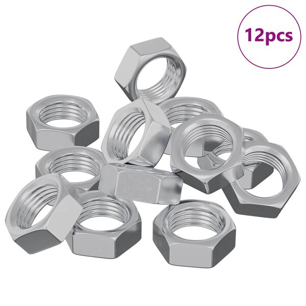 vidaXL Sexkantig mutter 12 pcs Silver M6 Metall