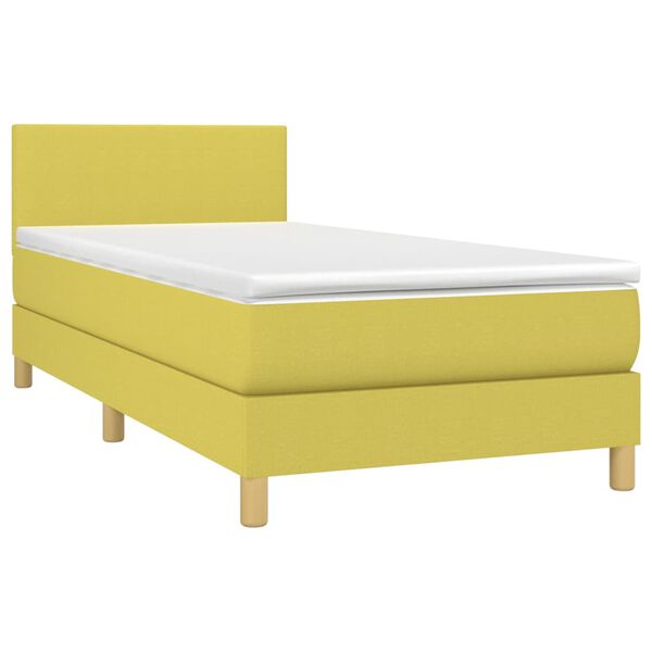 vidaXL Rams&auml;ng med madrass & LED gr&ouml;n 100x200 cm tyg