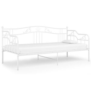 vidaXL S&auml;ngram b&auml;ddsoffa vit metall 90x200 cm
