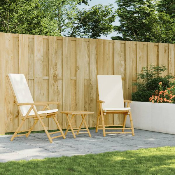 vidaXL Tr&auml;dg&aring;rdsstolar hopf&auml;llbara 2 st med dynor bambu