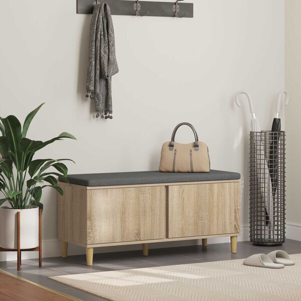 vidaXL Hallb&auml;nk med kudde med lagring Sonoma-ek 60 x 38 x 46 cm