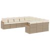 vidaXL Loungegrupp f&ouml;r tr&auml;dg&aring;rden m. dynor 11 delar beige konstrotting