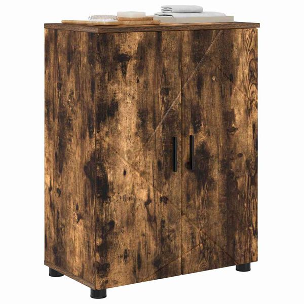 vidaXL Badrumssk&aring;p R&ouml;kt ek 60 x 35 x 80 cm Konstruerat tr&auml; & Metall