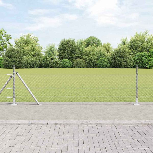 vidaXL Staket med stolpar Silver 0.4 x 100 m PVC-belagd stål
