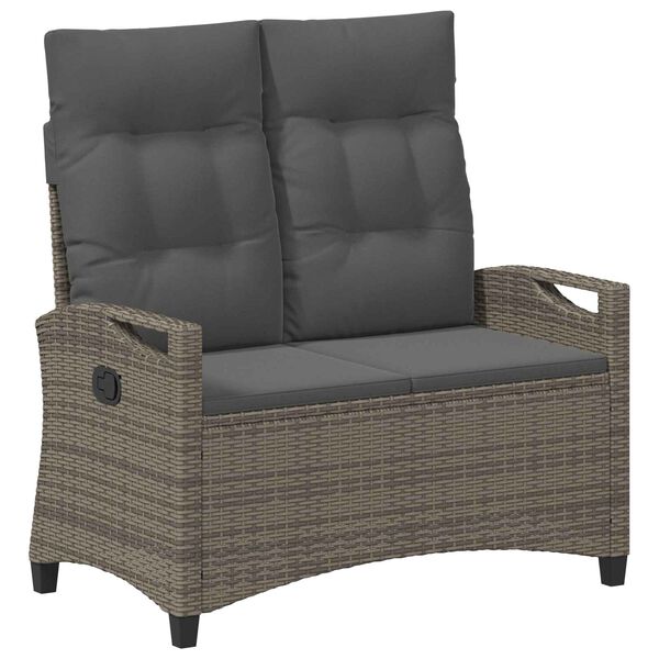 vidaXL Tr&auml;dg&aring;rdsb&auml;nk med kudde Gr&aring; och m&ouml;rkgr&aring; 105 x 60 x 112 cm