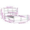 vidaXL S&auml;ng med bokhylla utan madrass 150x200cm massiv furu