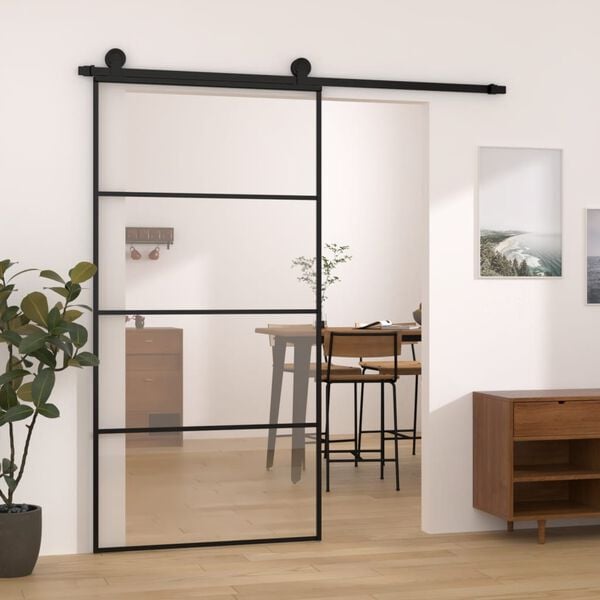 vidaXL Skjutd&ouml;rr med h&aring;rdvara 102,5x205 cm ESG-glas och aluminium