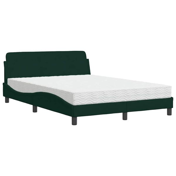 vidaXL Bed with Mattress "Dover" Dark Green 140x200 cm Velvet