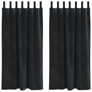 vidaXL Gardiner med gardiner 2 pcs Svart 140 x 175 cm Sammet