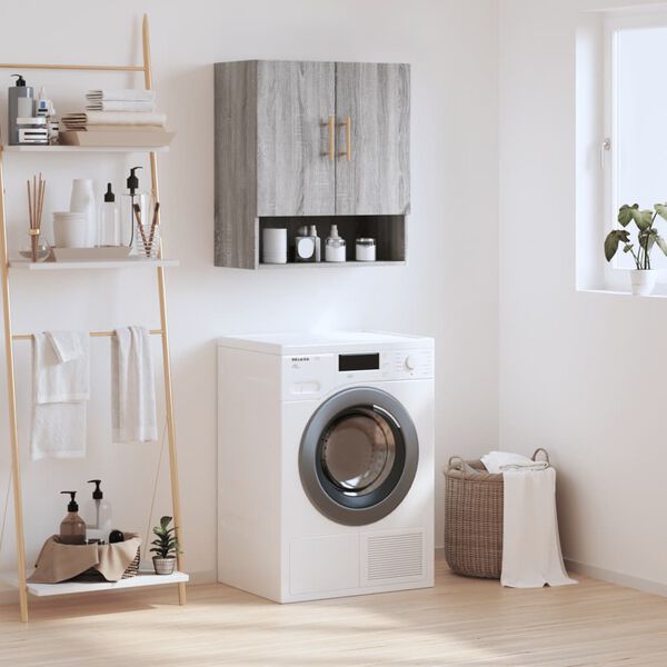 vidaXL V&auml;ggsk&aring;p gr&aring; sonoma 60x31x70 cm konstruerat tr&auml;