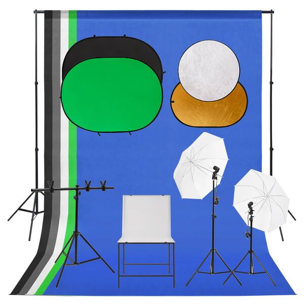 vidaXL Fotostudio med lampor, bakgrund och fotobord