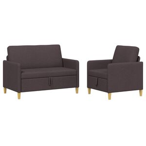 vidaXL Soffgrupp med f&ouml;rvaring 2 st M&ouml;rkbrun Polyester