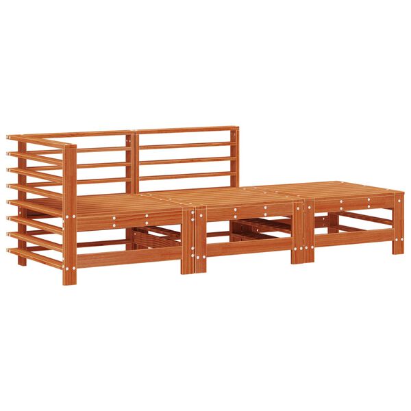 vidaXL Sektionell Soffa Enheter 3 Stycke VaxBrun Massivt furu