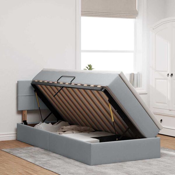 vidaXL F&ouml;rvaringss&auml;ng med madrass Ljusgr&aring; 90 x 200 cm Konstruerat tr&auml;