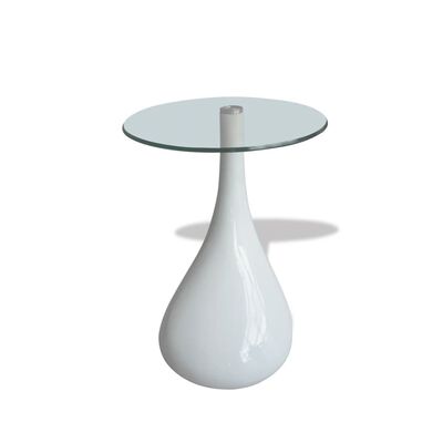 vidaXL Soffbord med rund bordsskiva glas högglans vit
