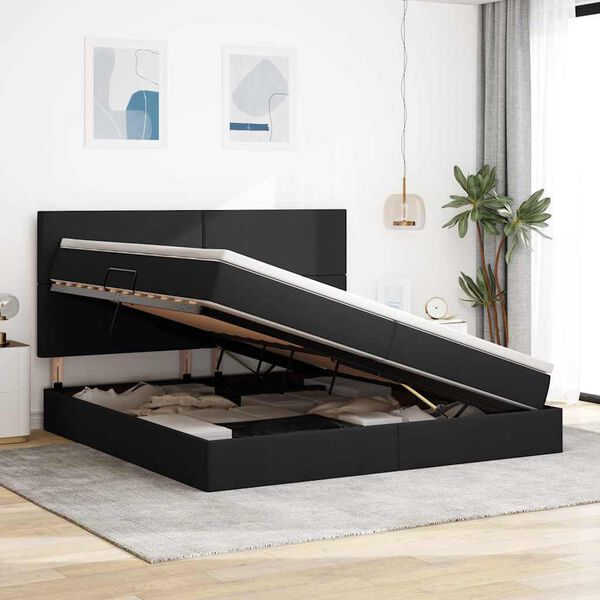 vidaXL F&ouml;rvaringss&auml;ng med madrass Svart 200 x 200 cm Polyester