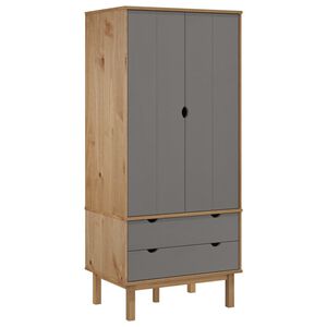vidaXL Garderob OTTA brun&gr&aring; 76,5x53x172 cm massiv furu