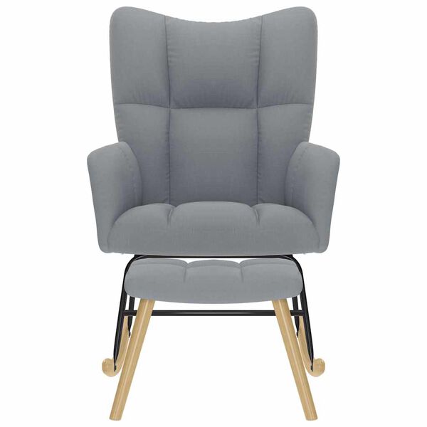 vidaXL Gungstol med fotpall ljusgrå tyg