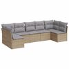 vidaXL Matgrupp f&ouml;r tr&auml;dg&aring;rden med dynor 7 delar beige konstrotting